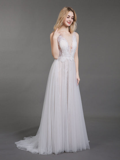 Vestido de Novia de Playa en Marfil con Encaje y Tul