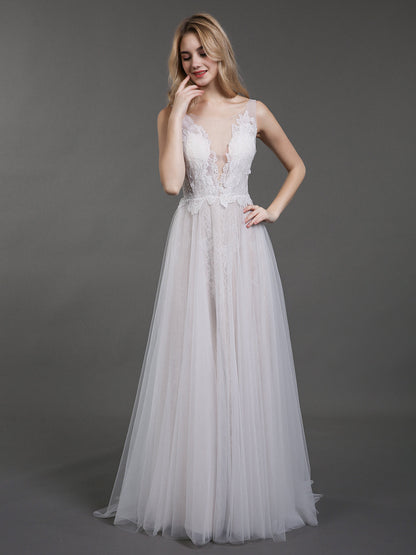 Vestido de Novia de Playa en Marfil con Encaje y Tul