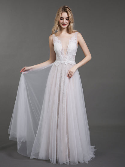Vestido de Novia de Playa en Marfil con Encaje y Tul