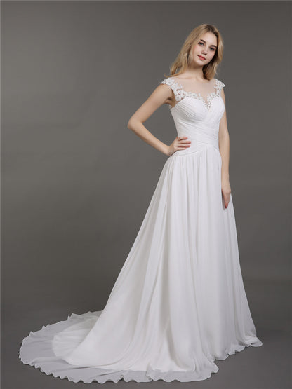 Vestido de Novia Marfil con Encaje Aplicado en Muselina