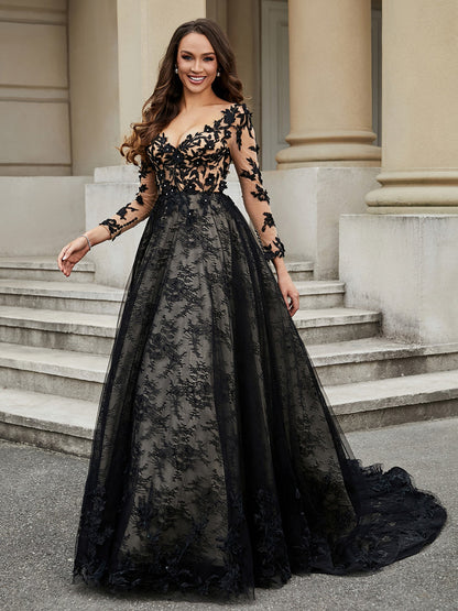 Vestido de Baile con Detalles de Flores y Escote en V, Estilo Imagen