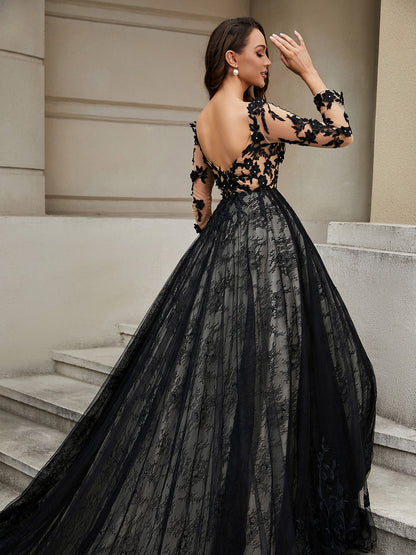 Vestido de Baile con Detalles de Flores y Escote en V, Estilo Imagen