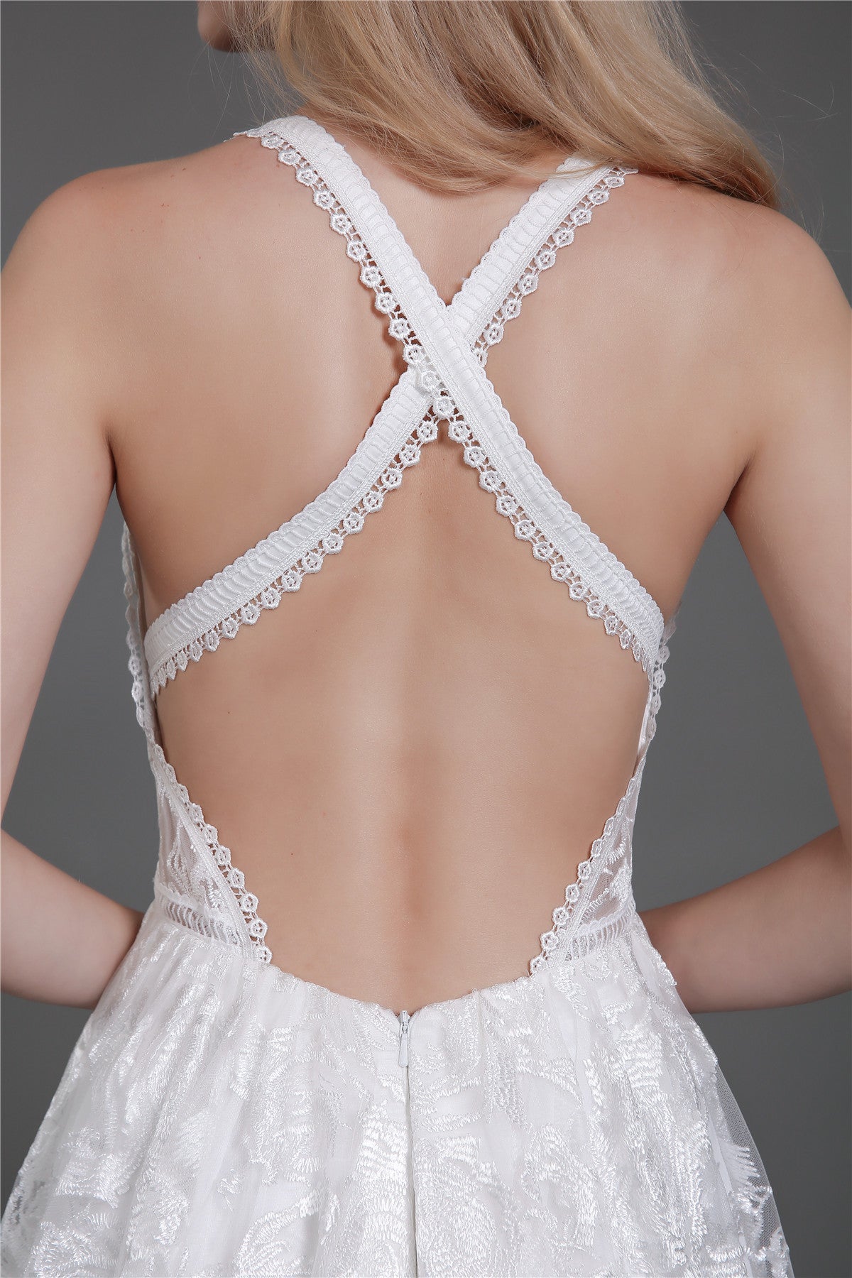 Vestido de Novia de Encaje Marfil con Abertura