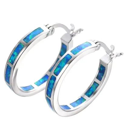 Pendientes Elegantes en Círculo Azul
