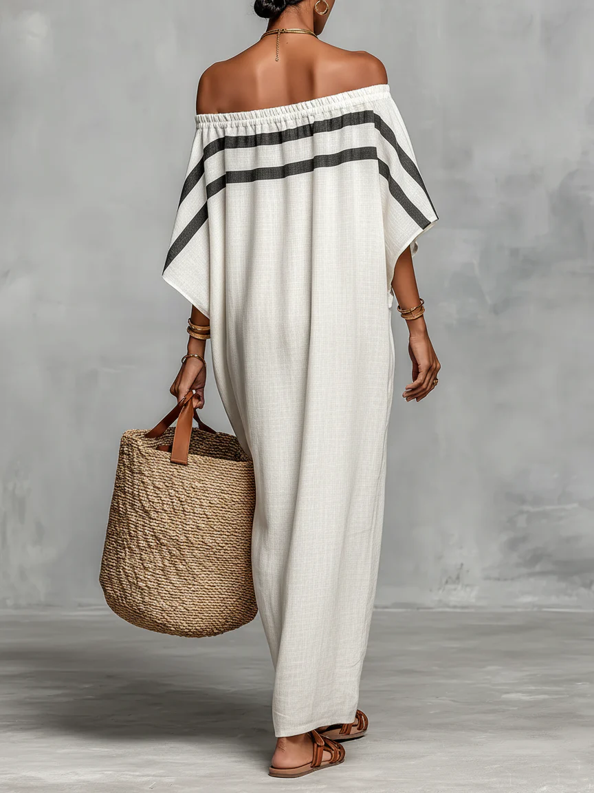 Aveline™ | Vestido Maxi Off-Shoulder con Mangas de Murciélago