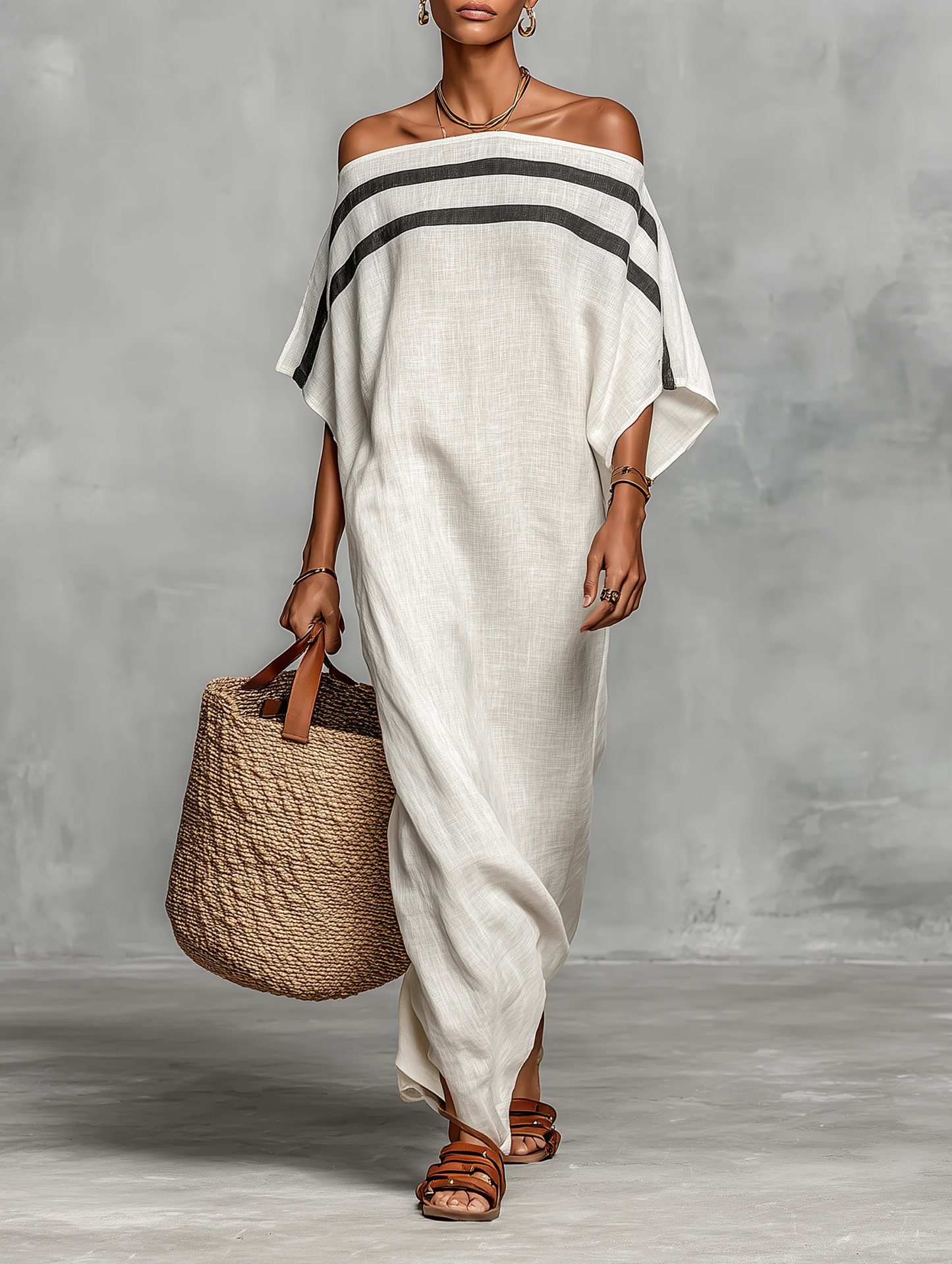 Aveline™ | Vestido Maxi Off-Shoulder con Mangas de Murciélago