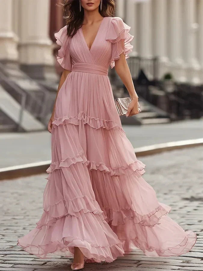 Zoe | Elegante vestido de novia maxi en suave rosa claro