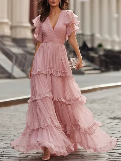 Zoe | Elegante vestido de novia maxi en suave rosa claro