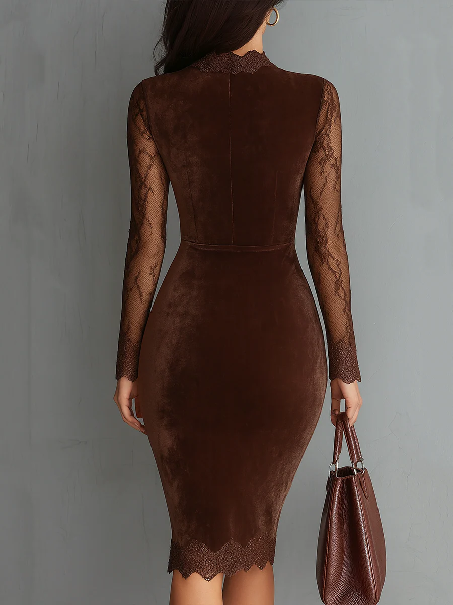Aurélia™ | Mini Vestido de Terciopelo con Mangas de Encaje Elegantes