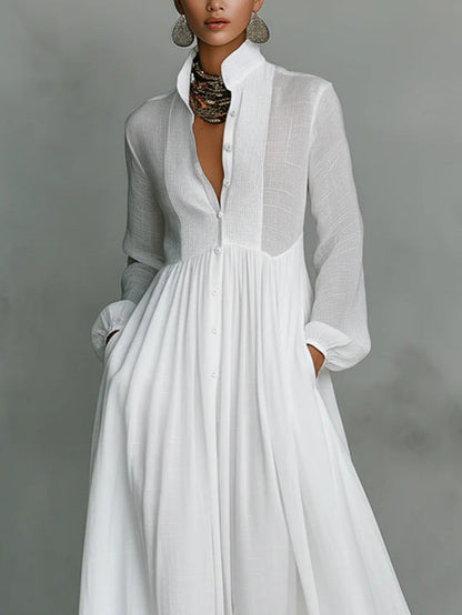 Léonie™ | Vestido Maxi Minimalista de Cuello Alto