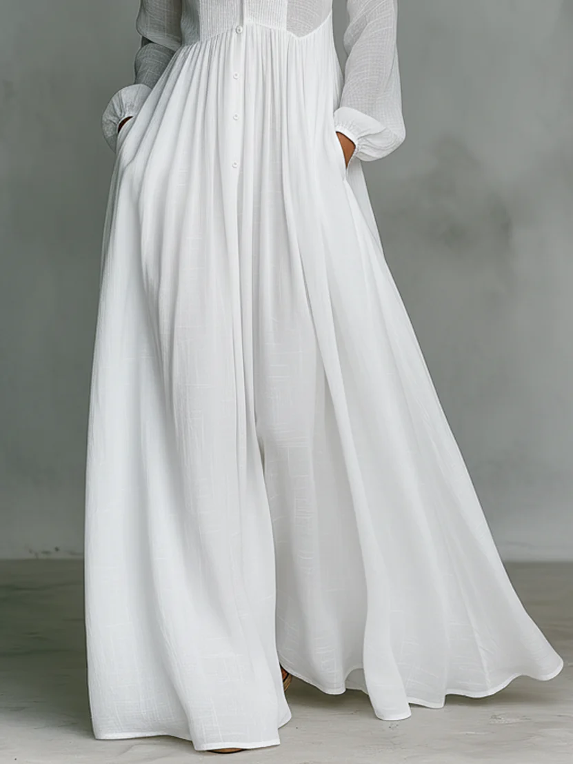 Léonie™ | Vestido Maxi Minimalista de Cuello Alto