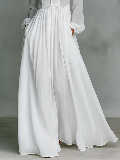 Léonie™ | Vestido Maxi Minimalista de Cuello Alto