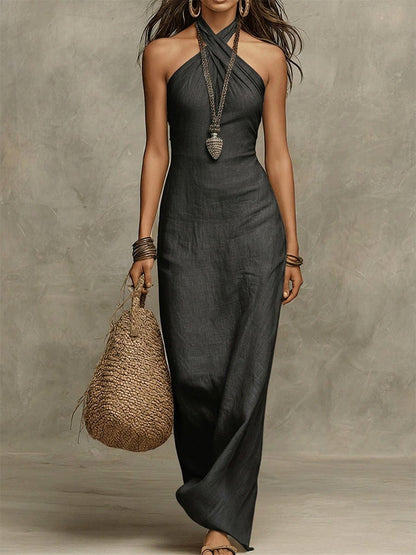 Nina | Vestido Maxi con Escote Americano para Silueta Curvilínea