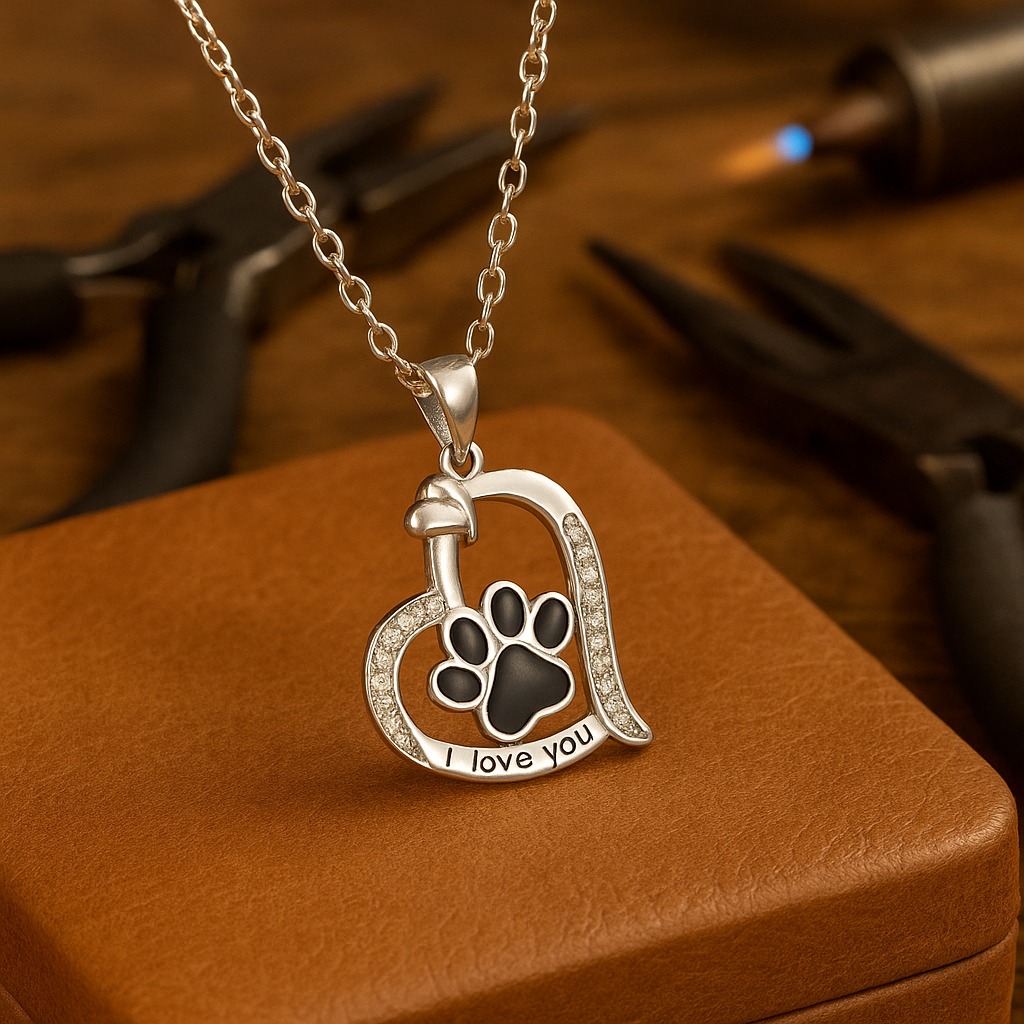 Collar con Colgante de Huella de Mascota