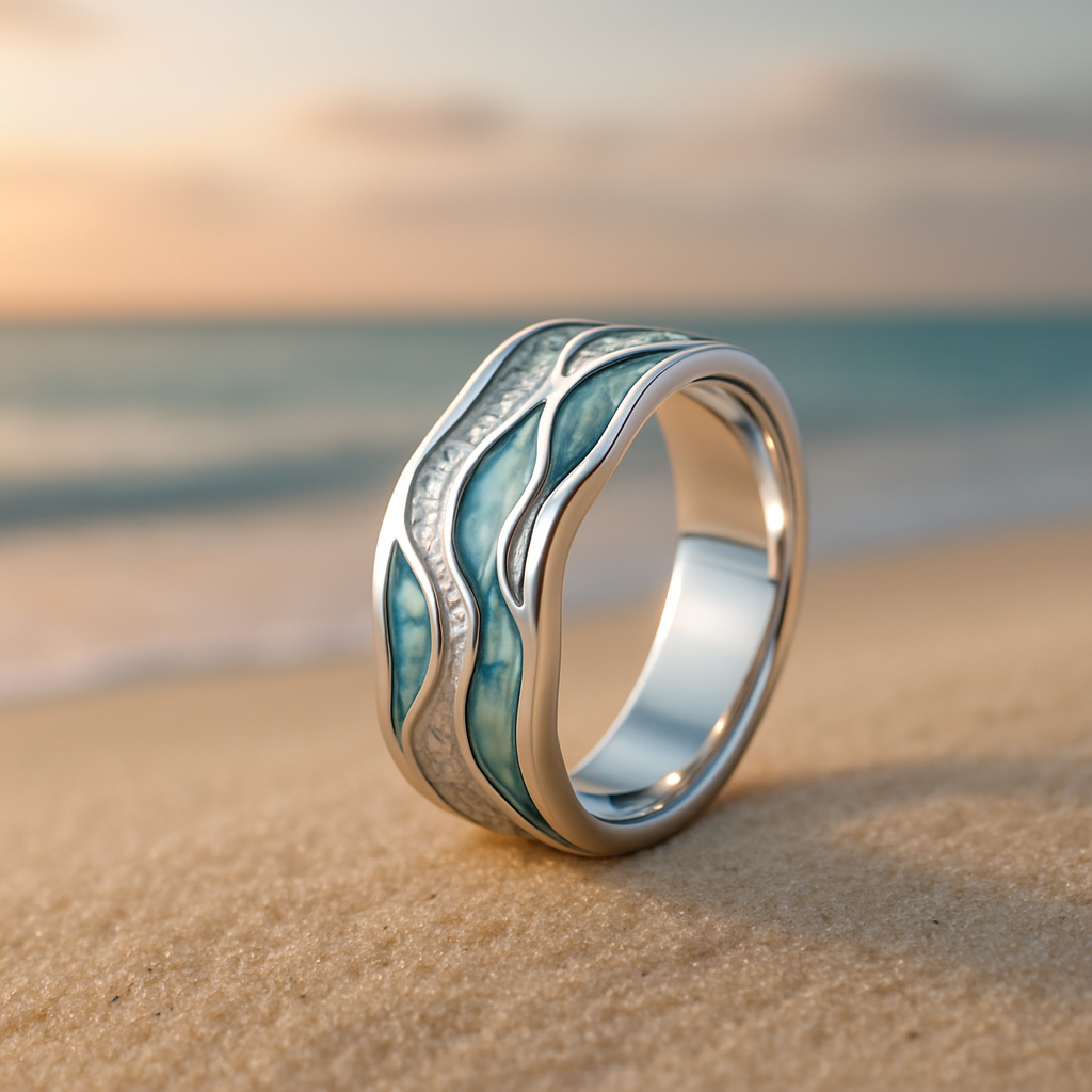 Anillo de Onda en Turquesa