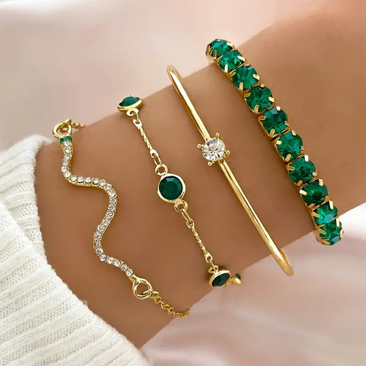 Juego de Pulseras Vintage en Tonos Verdes