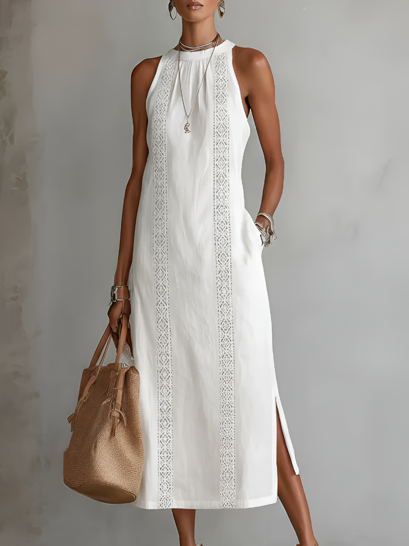 Jimena | Midi Dress with Mao Collar