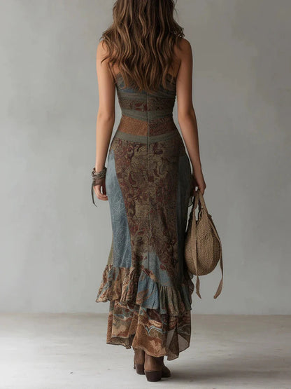 Marianna™ | Vestido Largo Asimétrico con Estampado Étnico y Corte Lateral