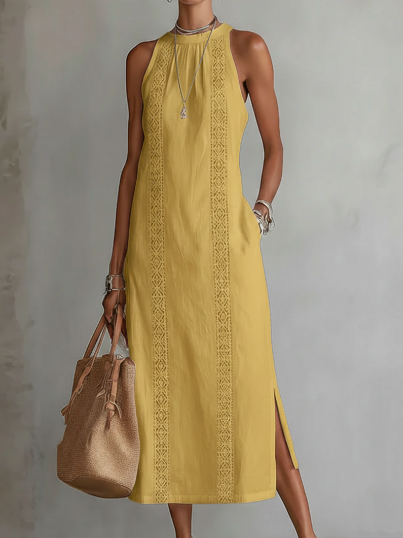 Jimena | Midi Dress with Mao Collar