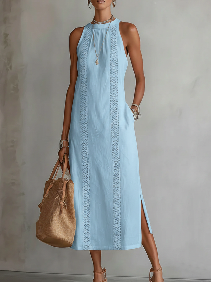 Jimena | Midi Dress with Mao Collar