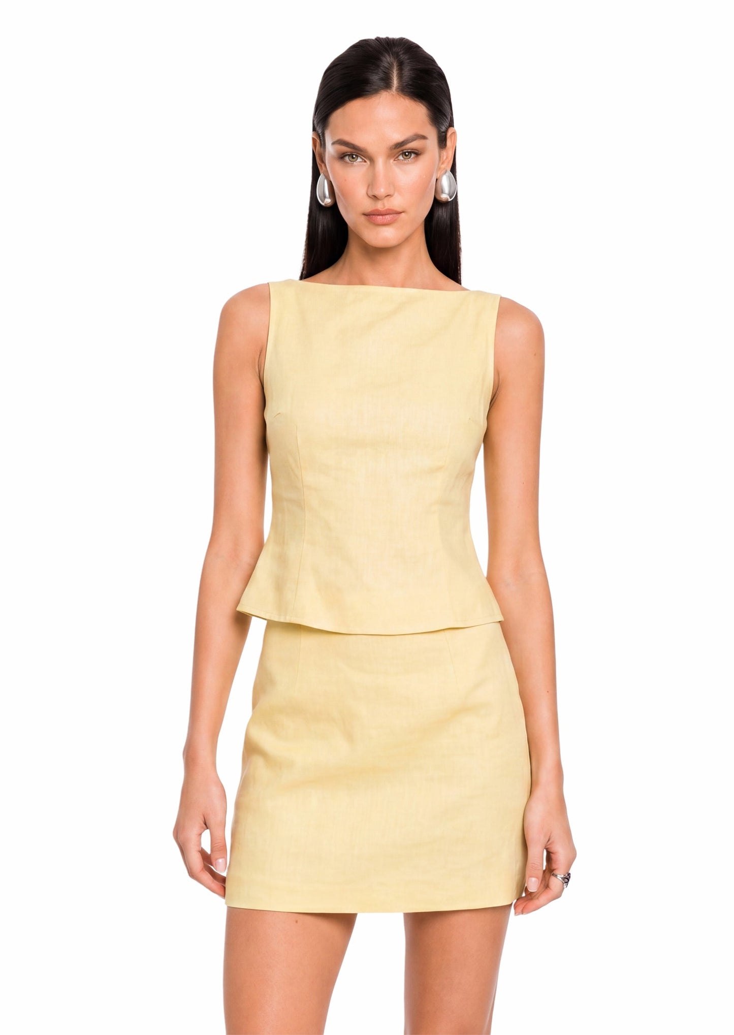 Conjunto de Dos Piezas Mini Falda Maceo en Amarillo Limón