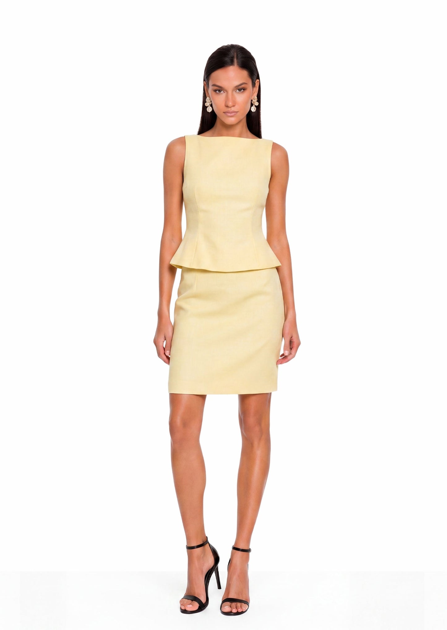 Conjunto de Dos Piezas Mini Falda Maceo en Amarillo Limón